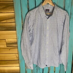 UNTUCKit button down shirt size XL blue gray white tattersall pattern cotton